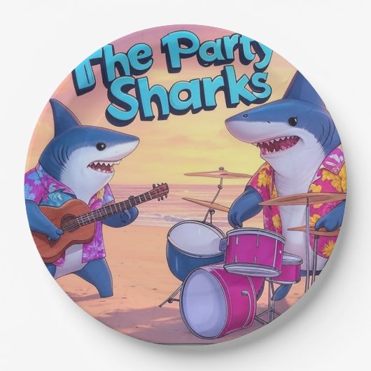 De partij Sharks Band Papieren Bordje (Voorkant)
