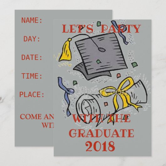 DE PARTIJ VAN AFSTUDEREN NODIGT UIT KAART (Voorkant / Achterkant)