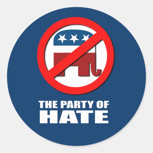De Partij van de Haat Ronde Sticker (Voorkant)