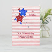 De Partij van de verjaardag nodigt voor 4 juli met Kaart (Staand voorkant)