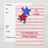 De Partij van de verjaardag nodigt voor 4 juli met Kaart (Voorkant / Achterkant)