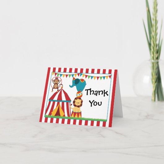 De Partij van de Verjaardag van het circus dankt u Bedankkaart (Voorkant)
