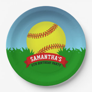 De Partij van de Verjaardag van het softball Papieren Bordje