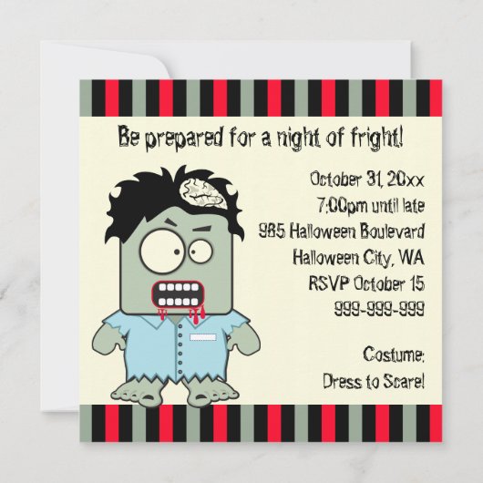 De Partij van Halloween van de Zombie van de Kaart (Achterkant)