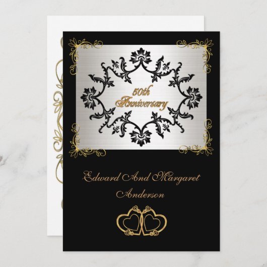 De partij van het 50e Jubileum nodigt uit zwart en Kaart (Voorkant / Achterkant)