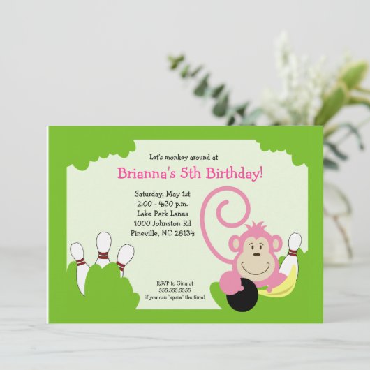 De Partij van het Kegelen van de Kom van de aap Kaart (Staand voorkant)