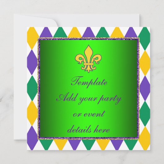 De Partij van Mardi Gras Fleur DE Lis Mardi Gras Kaart (Achterkant)