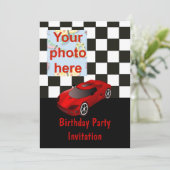 De partijuitnodiging van de geboorte met auto voeg kaart (Staand voorkant)