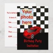 De partijuitnodiging van de geboorte met auto voeg kaart (Voorkant / Achterkant)