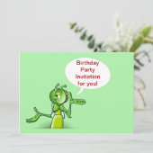 De partijuitnodiging van de geboorte met sprekende kaart (Staand voorkant)