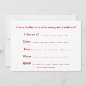 De partijuitnodiging van de geboorte met sprekende kaart (Achterkant)