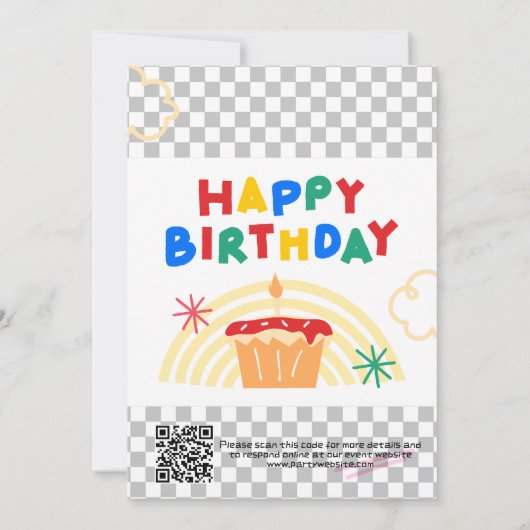 De partijuitnodiging van de jonge geitjesverjaarda kaart (Achterkant)