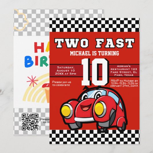 De partijuitnodiging van de jonge geitjesverjaarda kaart (Voorkant / Achterkant)