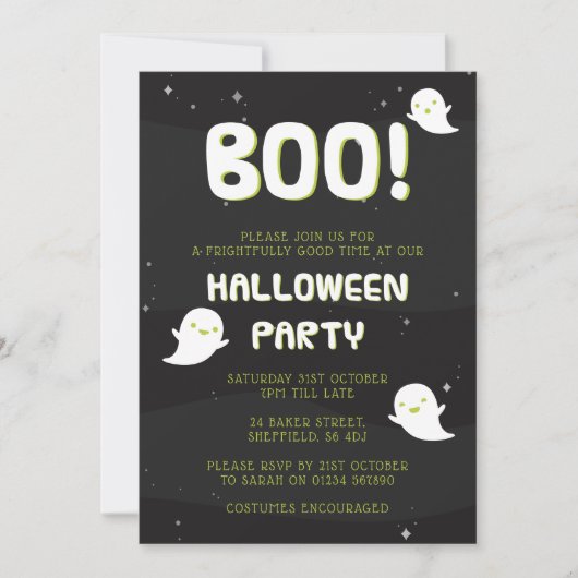 De partijuitnodiging van Halloween - Boe-geroep! Kaart (Voorkant)