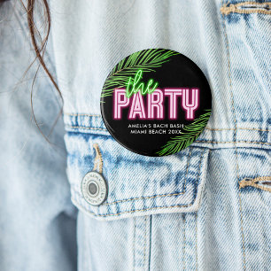De Party Groen & Roze Tropische Bach Ronde Button 7,6 Cm