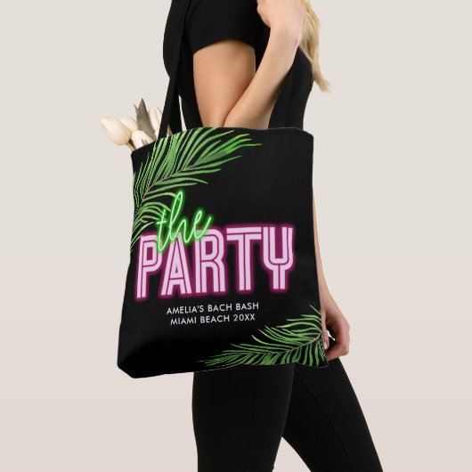 De Party Groene & Roze Tropische Bach Canvas tas (Dichtbij)