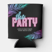 De Party Neon Blauw & Roze Tropische Bach Blikjeskoeler (Voorkant)