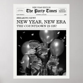 De Party Times Krant Nieuw Jaar Nieuwe Tijdperk Poster