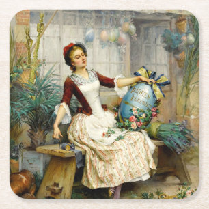 De Pasen Eieren, fijne vintage kunstschilderij Kartonnen Onderzetters