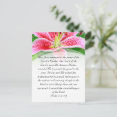 De passage van de bijbel, roze lelie briefkaart (Staand voorkant)