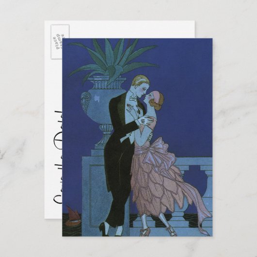 De  Passen getrouwd van de Deco van de Kunst spare Aankondigingskaart (Voorkant / Achterkant)