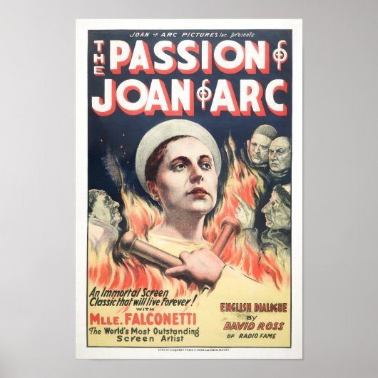 De passie van Joan of Arc Movie Promotional Ad Poster (Voorkant)