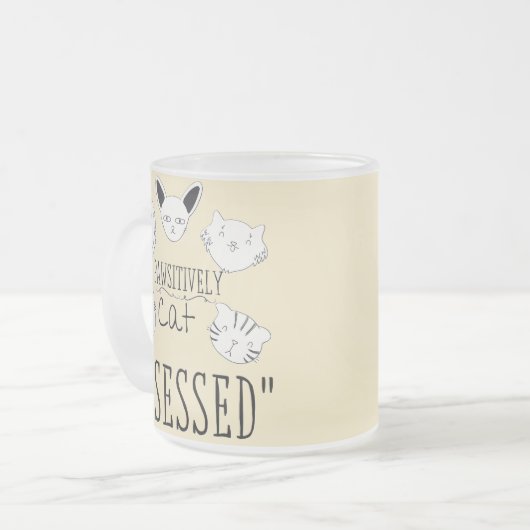 De "passief geobsedeerde kat" matglas koffiemok (Voorkant links)