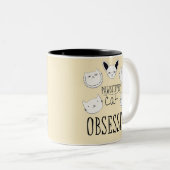 De "passief geobsedeerde kat" tweekleurige koffiemok (Voorkant rechts)