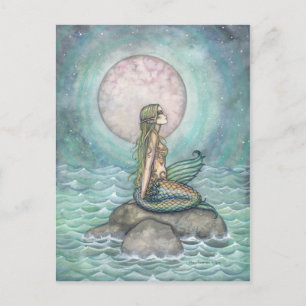 De Pastel Zee Zeemeermin Fantasie Kunst Ansichtkaa Briefkaart