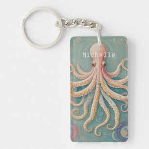 De pasteloctopus van het betoverde rif sleutelhanger