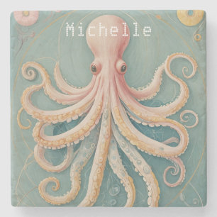 De pasteloctopus van het betoverde rif stenen onderzetter