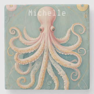 De pasteloctopus van het betoverde rif stenen onderzetter