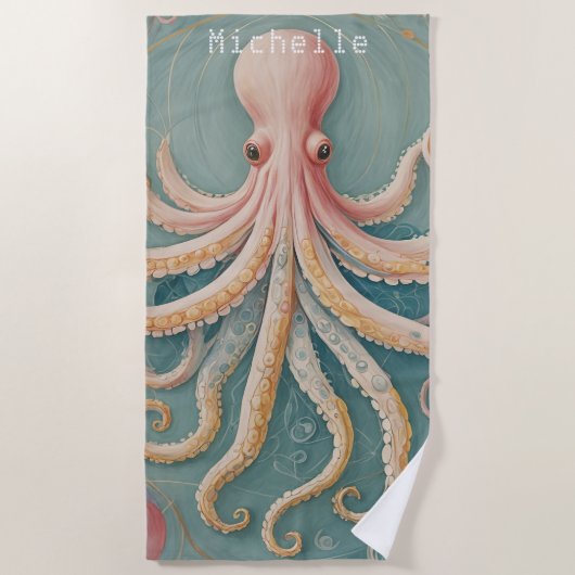 De pasteloctopus van het betoverde rif strandlaken (Voorkant)