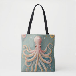 De pasteloctopus van het betoverde rif tote bag