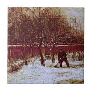 De pastorie tuin in Nuenen door Vincent van Gogh Tegeltje