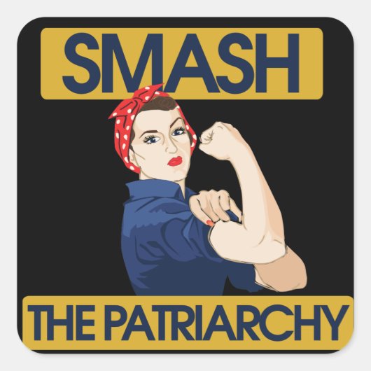 De patriarchie smash vierkante sticker (Voorkant)