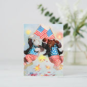 De patriot draagt viert het Vierde van Juli Briefkaart (Staand voorkant)