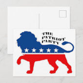 DE PATRIOT PARTY LEEUW STERREN EN STREPEN VERENIGD BRIEFKAART (Voorkant / Achterkant)