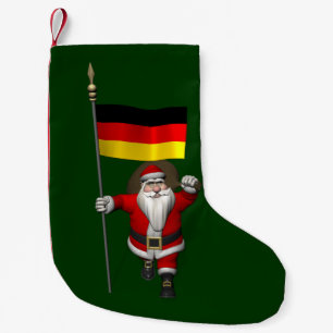 De patriottische Kerstman met Vlag van Duitsland Kleine Kerstsok