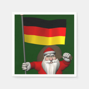 De patriottische Kerstman met Vlag van Duitsland Servetten