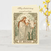 De patronesheilige van zuivelarbeiders St Brigid Kaart (Gele Bloem)