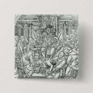 De paus onderdrukt door koning Henry VIII, 1534 Vierkante Button 5,1 Cm