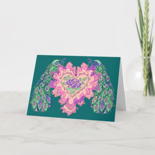 De Pauw van Valentijn Feestdagen Kaart (Voorkant)
