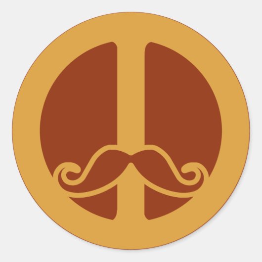 De Peace Stache-stickers Ronde Sticker (Voorkant)