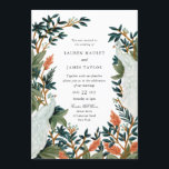 De Peacock Kaart<br><div class="desc">Een geschilderde illustratie van een paar pauzes voor een moderne en unieke huwelijksuitnodiging</div>