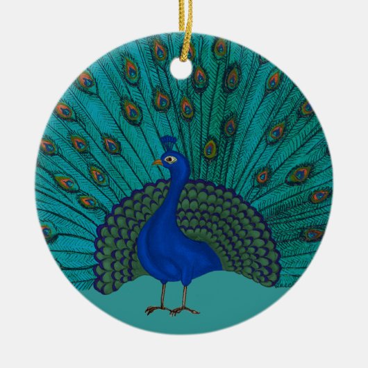 De Peacock Keramisch Ornament (Voorkant)