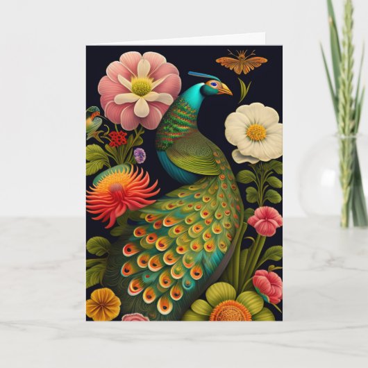 De Peacock | Modern Haeckel Greeting Kaart (Voorkant)