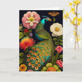 De Peacock | Modern Haeckel Greeting Kaart (Gele Bloem)