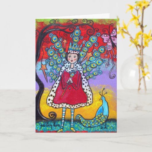 De Peacock Queen Happy Birthday Kaart (Gele Bloem)