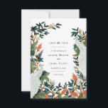 De Peacock Save The Date<br><div class="desc">Een geschilderde illustratie van een paar pauzes voor een moderne en unieke huwelijksuitnodiging</div>